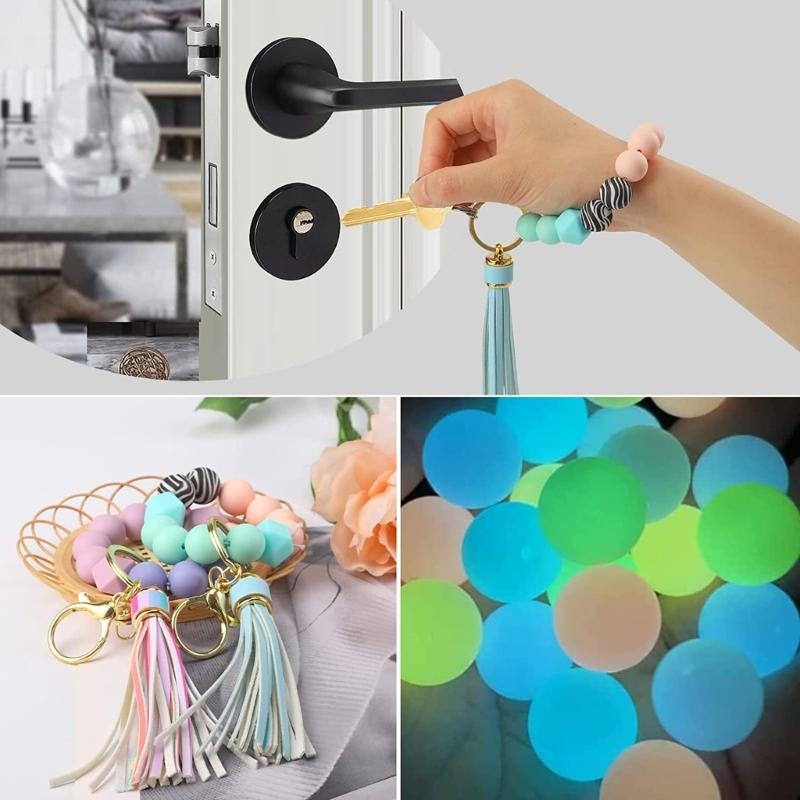 221Pieces Loose Silicone Beads Set Geometric Silicone Beads with 5m Rope for Jewellery Making Necklace Bracelet Crafts