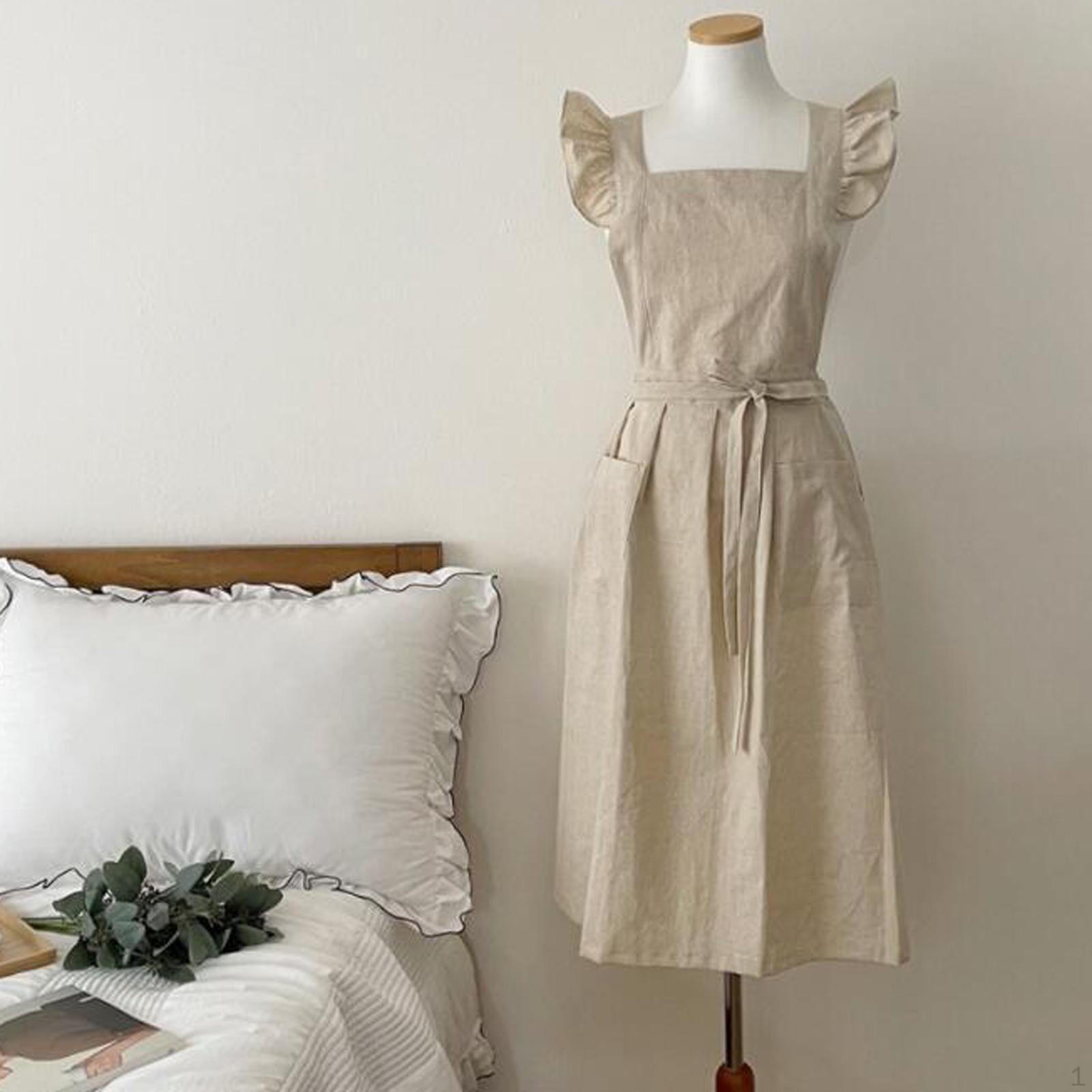 and Linen Cooking Kitchen Apron with 2 Pockets Household Cleaning Tools