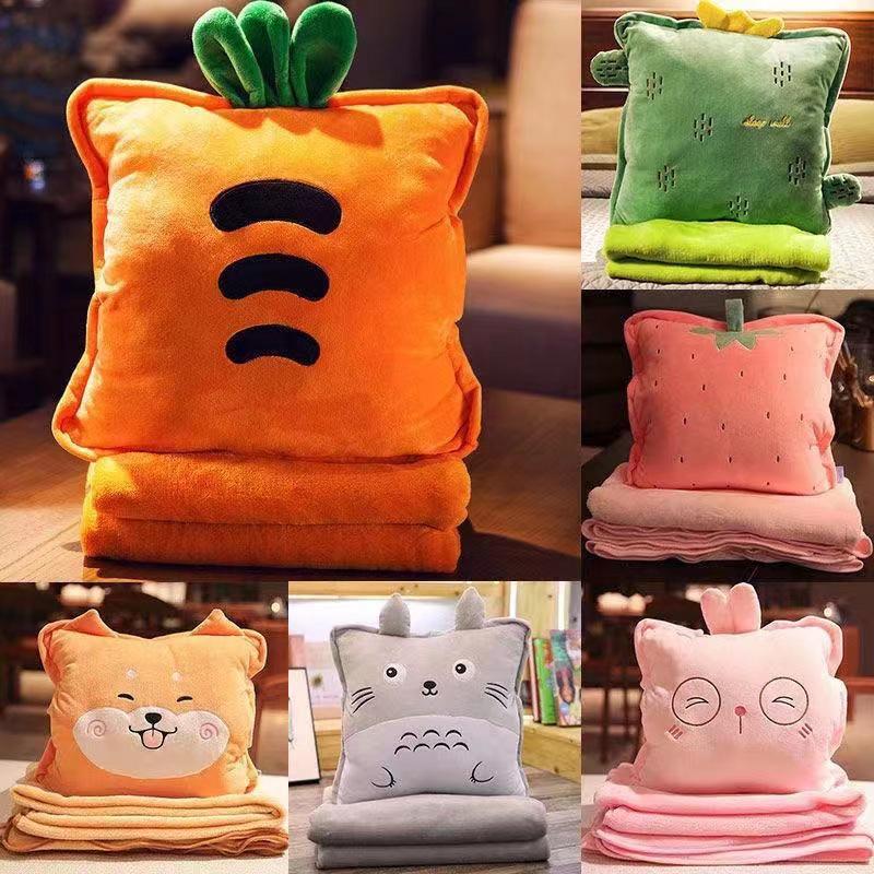 Car Cartoon Multifunction Pillow Blanket & Hand Warmer Combo.