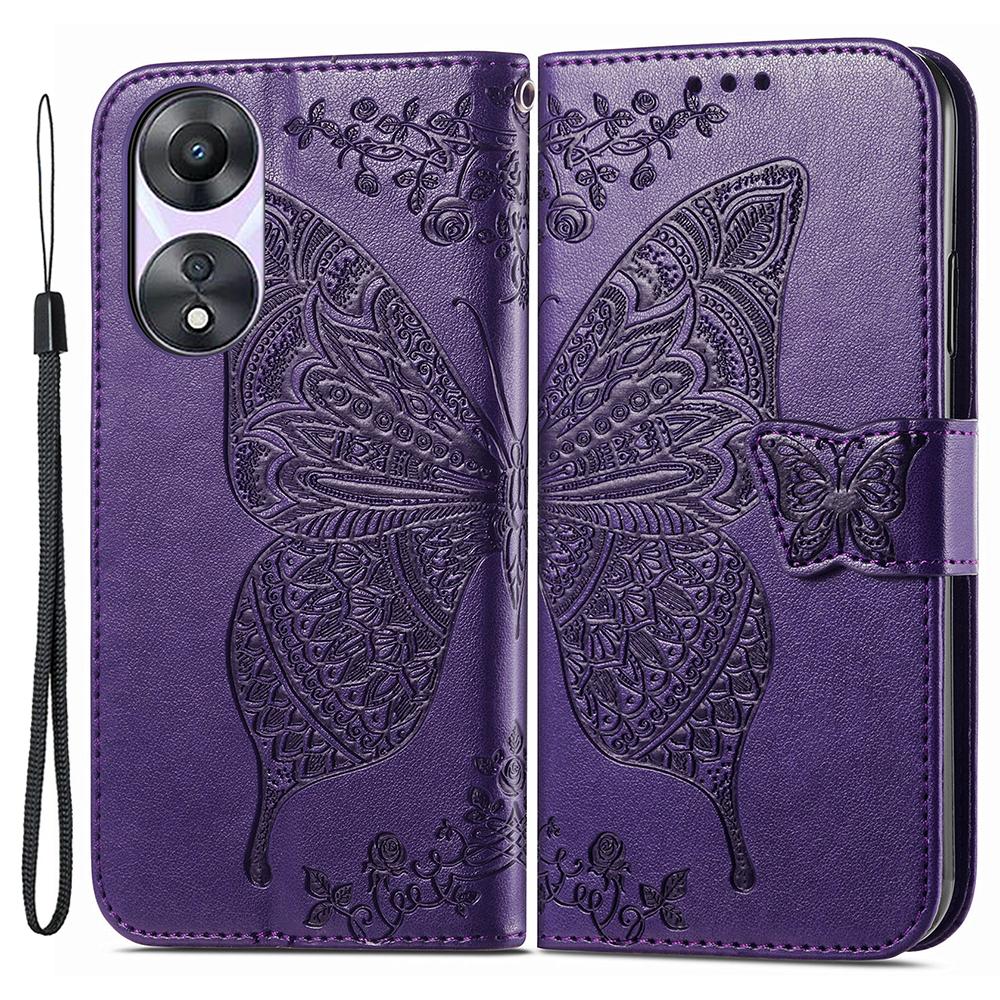 For Oppo A78 4G Wallet Case Imprinted Butterfly Leather Phone Cover Folding Stand