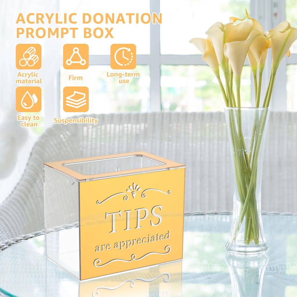 Acrylic Donation Box Suggestion Trading Ballot Raffle Money Ticket Container with Large Opening Raffle Box for Bars Restaurants