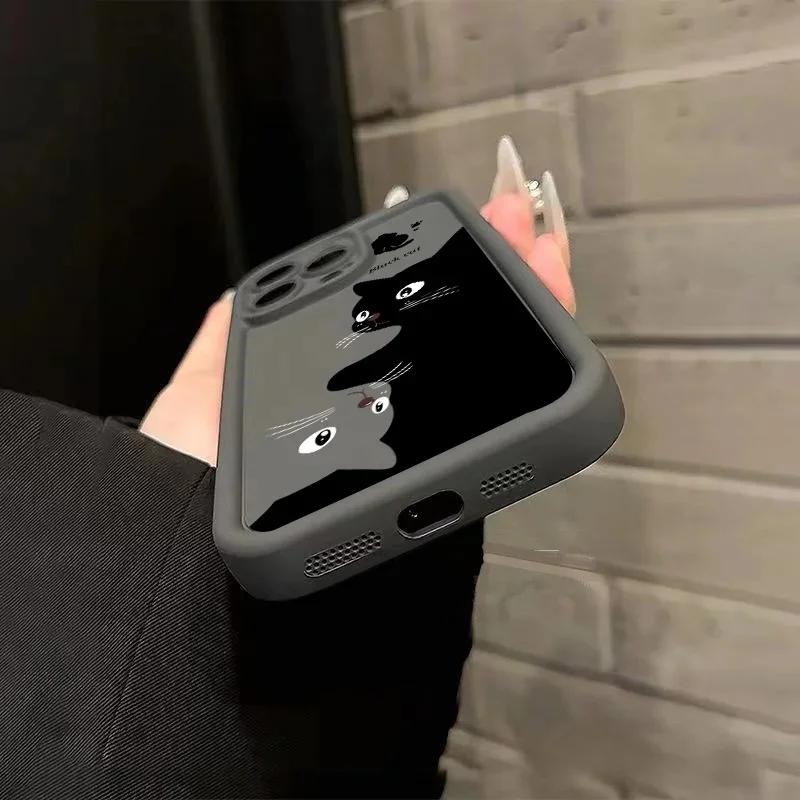 INS Cartoon Black Cat Phone Case For Xiaomi Redmi Note 13 12 Pro Plus 4G 5G 13C 12C 14C 10C A3 Silicone Anti-falling Cover Couqe