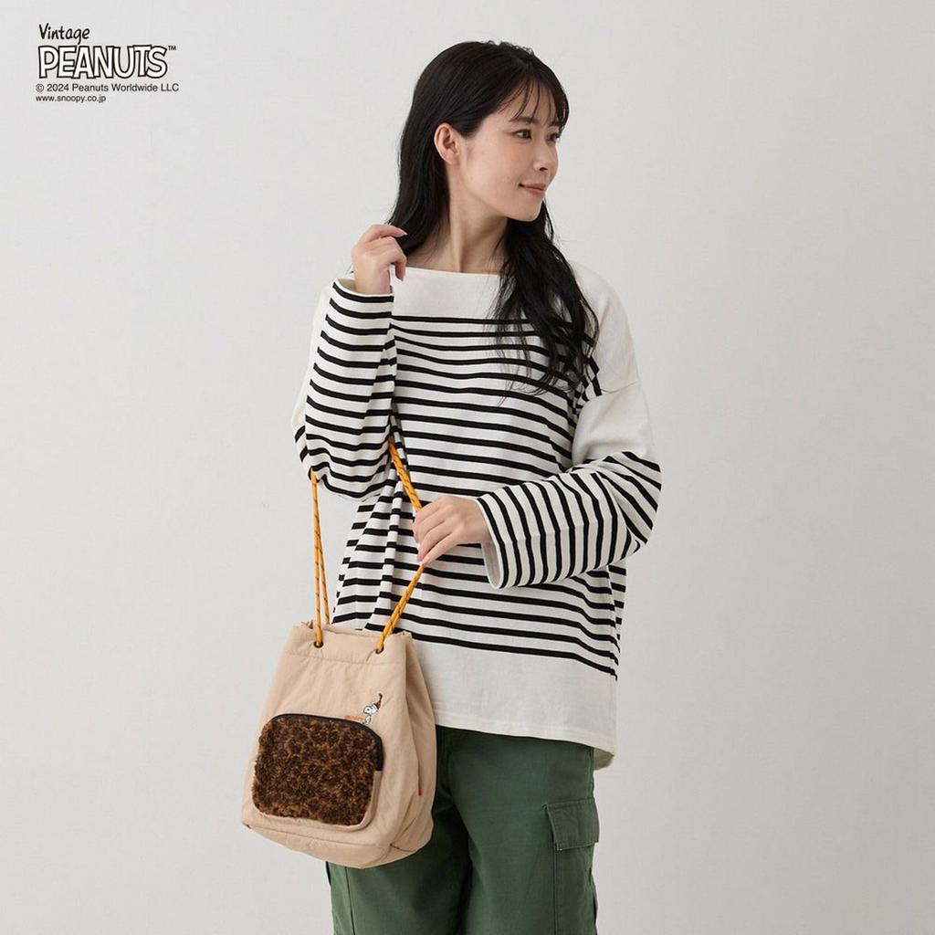 8411 Snoopy Boa Small Tote Bag IP Pochette Boa Peanuts 9S [Rootote] (02 Beige)