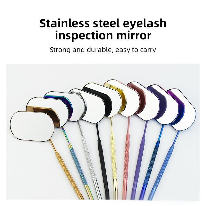 Quality Professional Handheld Stainless Steel Square Large Colorful Eyelash Lash Mirror