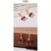Ladies' Golden Cherry Earrings, Embellished with Red Beads, Simple Style Sweet and Fresh Design, Cute Cherry Shaped Accessories.