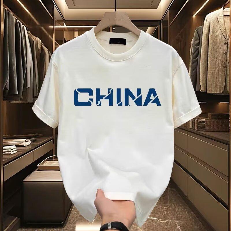 Summer Round Neck Cotton Printed T-Shirt Casual Trendy Brand Men S Short-Sleeved T-Shirt Heavy S