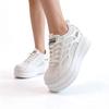9cm Height Increasing Shoes Women Platform Sneakers Genuine Leather White Shoes Breathable Mesh Ladies Casual Shoes