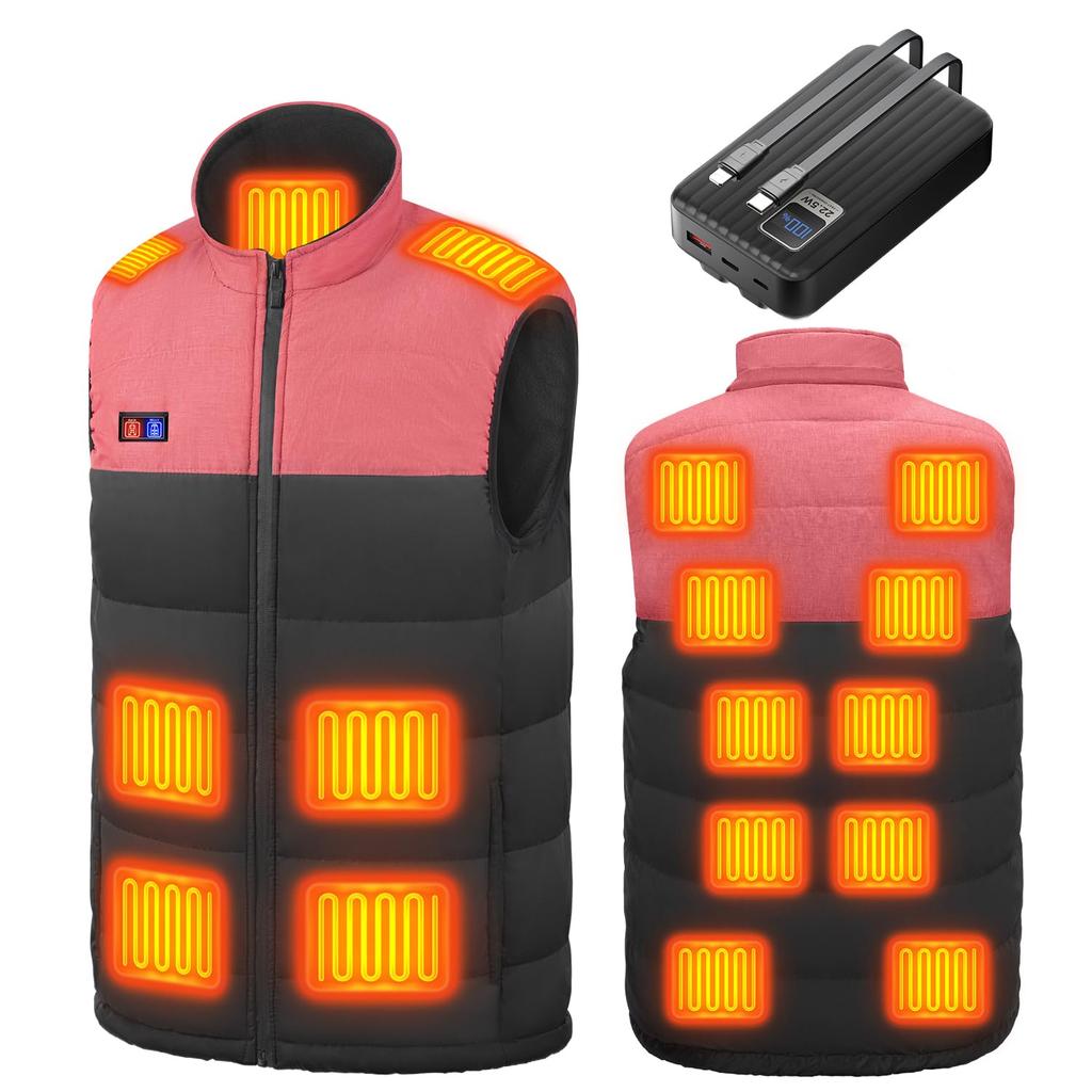 Sumeriy Electric Heated 17 Heating Mobile Removable Fleece Cold Weather Up to 15 Hours of Continuous Two Independent Auto Unisex Vest, Points,