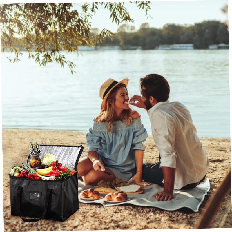 Large Insulated Thermal Tote Bag Zipper Cooler Storage Tote Bag For Food Delivery Camping Foil Lined Multi-Size