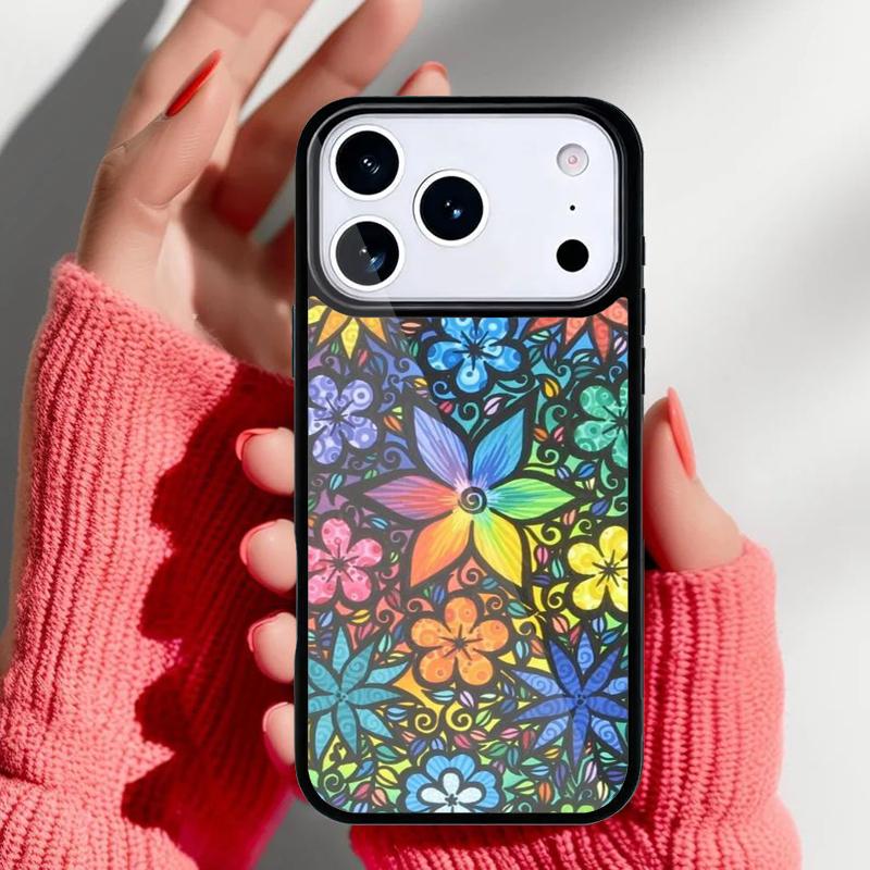 Flower Rainbow Colour Pattern Phone Case for iPhone 17 16 15 14 13 Pro Max Back Cover for 12 11 Pro Coque