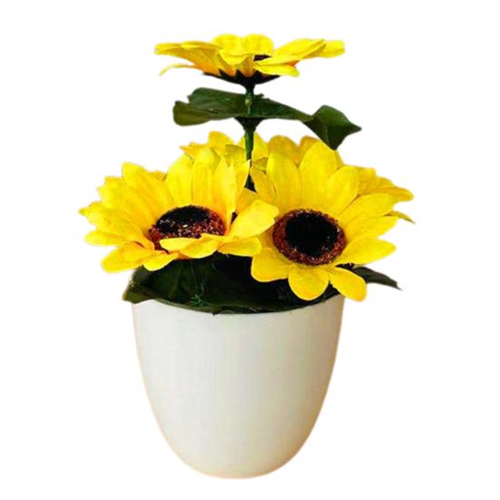 

Искусственный горшок для растений, имитирующий подсолнух, настольный декор, украшение из искусственного шелка, микропейзаж, имитация бонсай