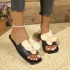Fashion Ladies Shoes 2025 Hot Sale Open Toe Women's Slippers Casual Daily Slippers Women Square Toe Floral Flat with Women's Sandals