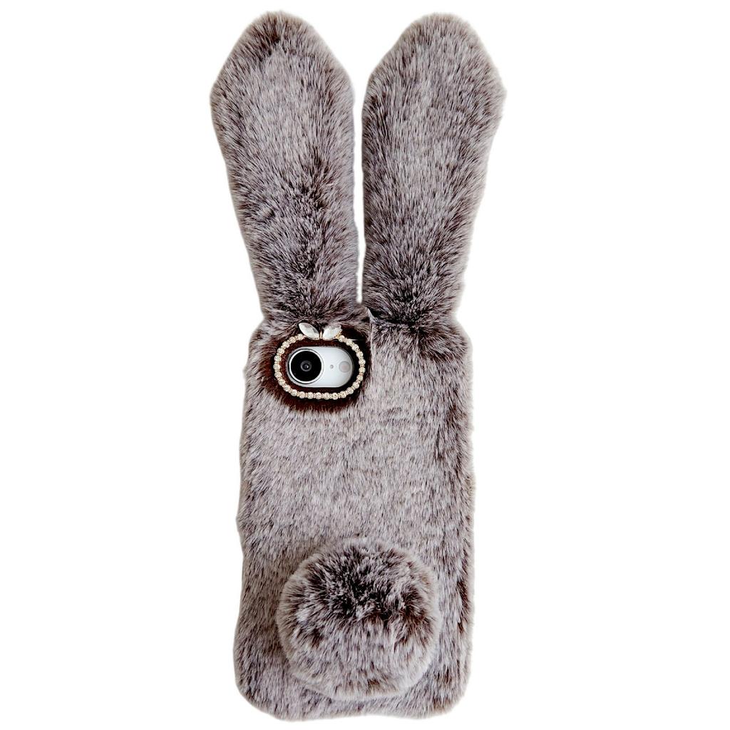 For iPhone 16e Case Plush Cute Bunny Winter Fluffy TPU Phone Cover