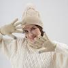 3Pcs/Set Women Hat Scarf Gloves Set Solid Color Design Twist Texture Thickened Warm Plush Lining Hat Scarf Gloves Winter Accessories