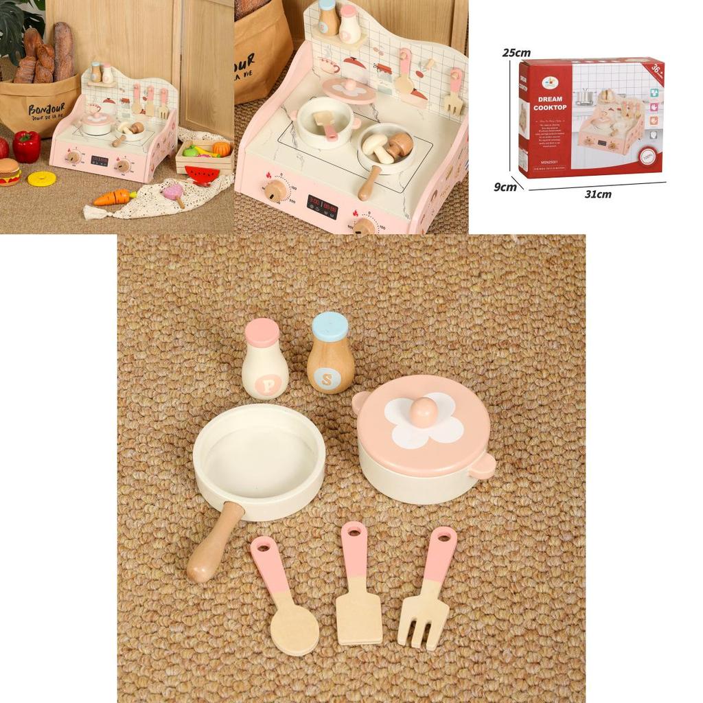 Wooden Simulation Kitchen Cooking Utensils Children Puzzle Toy Set For Imaginative Play And Development