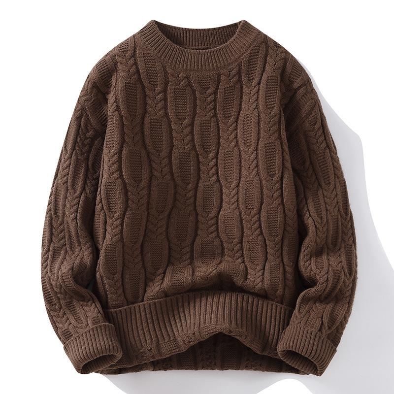 

Горячая распродажа, Мужской модный свитер с круглым вырезом, вязаный, повседневный пуловер, теплый вязаный свитер XL темно-коричневого