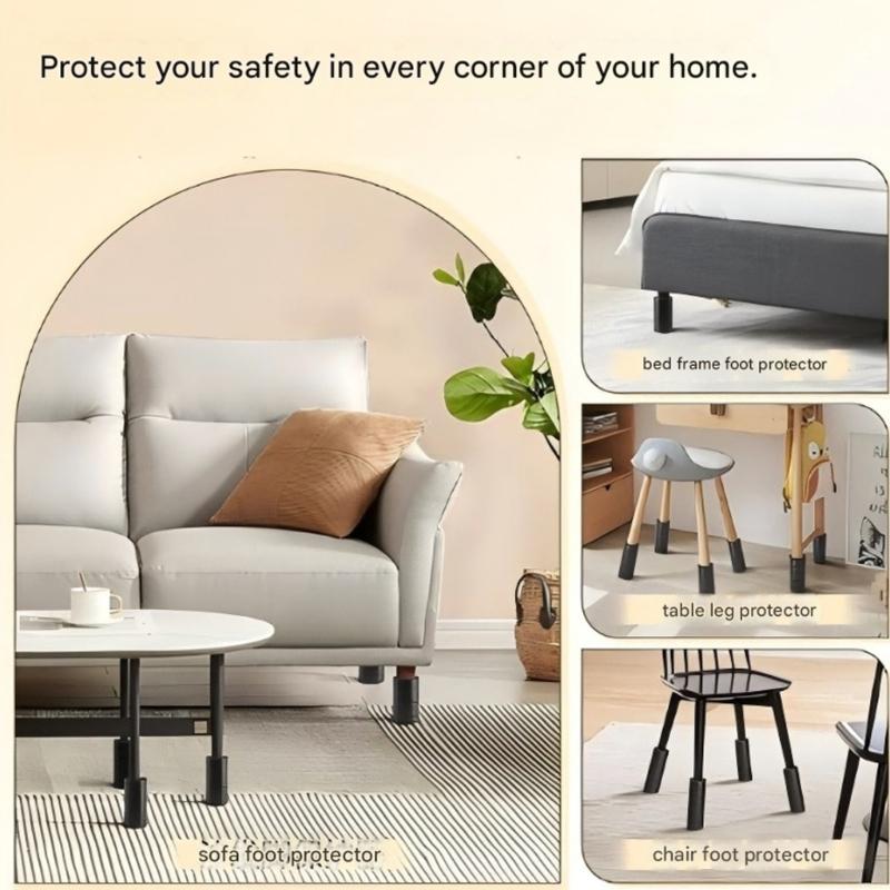 Set Of 4 Strong Silicone Furniture Feet Covers 30cm Length Rubber Leg Protectors Set for Stability & Quiet Movement