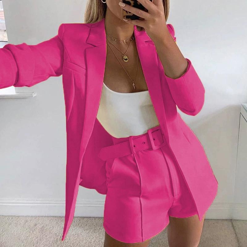 Newest 2 Piece Set Women Fashion Blazer Casual Office Business Shorts and Coats Outwear Suits Jacket