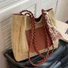 Neue Trendige Gewebte Schulter Damen Tasche Wintermode Stroh Freizeit Tragetasche Handtasche