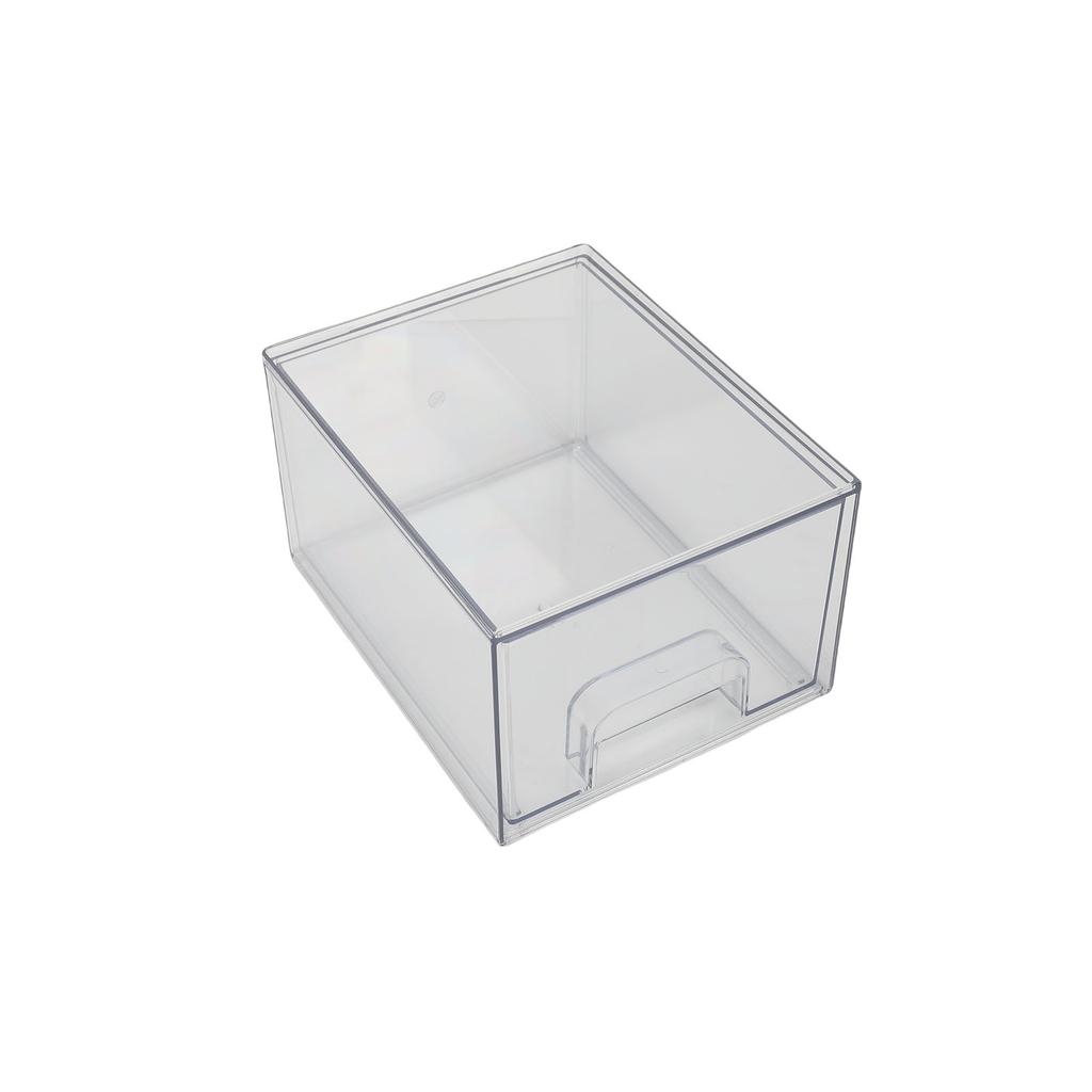 Stapelbare Aufbewahrungsboxen Klarer Acryl-Organizer Make-up-Displaybox für Badezimmer Schminktisch Schreibtisch 1 Breiter + 2