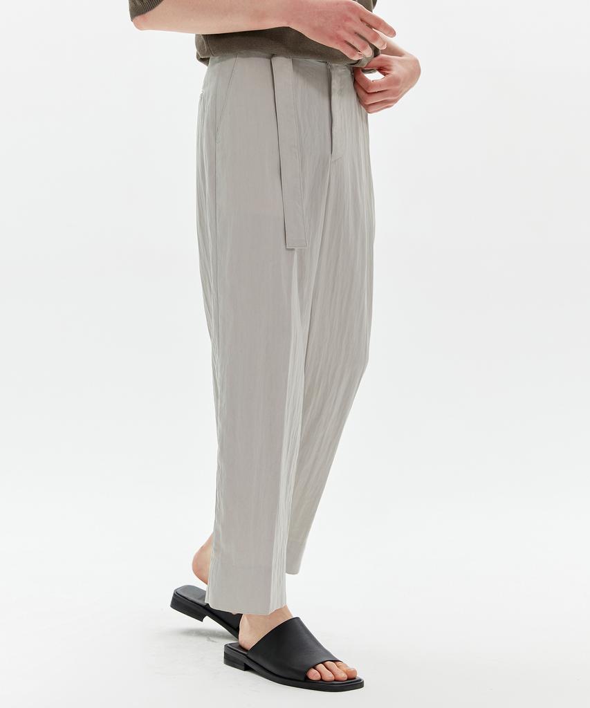 COSTUME O’CLOCK Belt One-Pleat Balloon Fit Crop Slacks Rn.Greybeige Coospt174Rngbeige