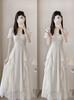 French square collar sweet gentle wind dress women's summer women's clothing waist thin ruffle edge long fairy skirt