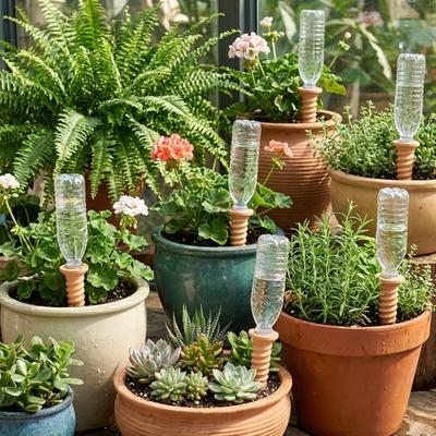 Natural Clay Self-Watering Terracotta Stakes Automatic Irrigation Screws-Shaped Plant Watering Stakes Time-Saving