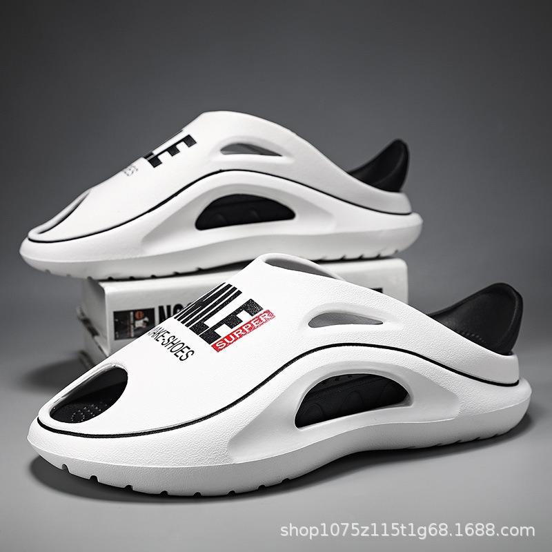 Summer New Men and Women Couples One-word Drag Thick Bottom Non-slip Wear-resistant Fashion Two-color Outdoor Beach Cool Slippers