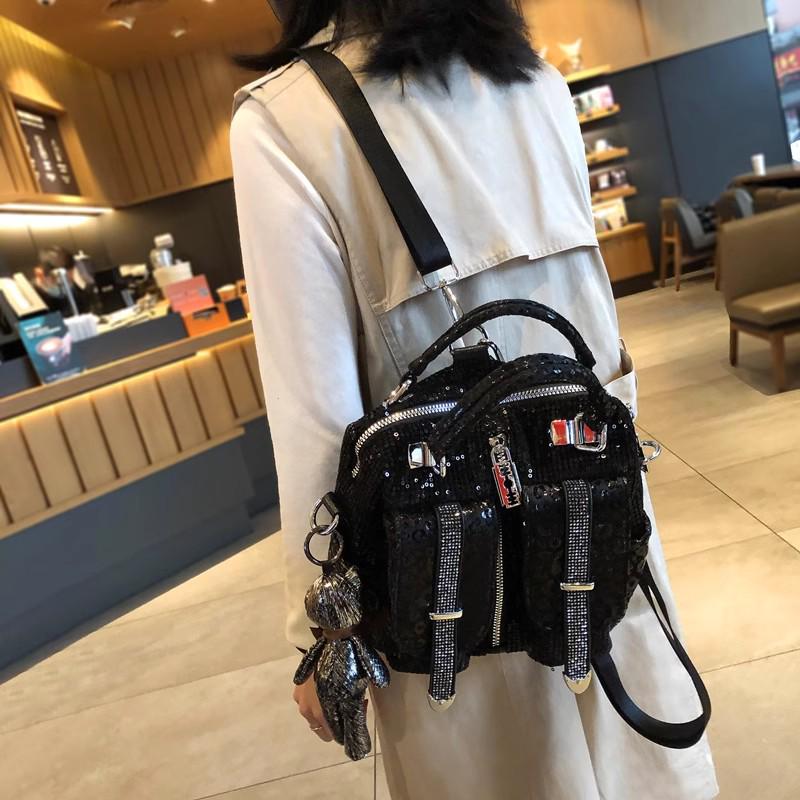 2023 Damenmode, Mehrzweck-Handtasche und Rucksack mit Pailletten – trendige Umhängetasche im koreanischen Stil