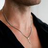 Casual Cross Pendant Necklaces for Men Boys,Waterproof Stainless Steel Pendant Necklaces,Anniversary Birthday Zircon Gifts