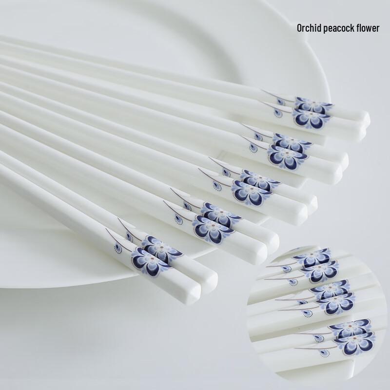 

Elegant Blue Peacock Ceramic Chopsticks Set