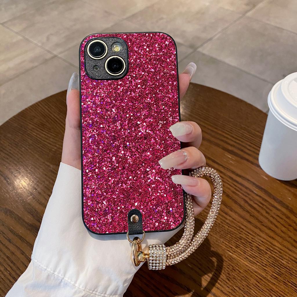 Luxury Glitter Faux Diamond Plated Lanyard Shiny Phone Case For iPhone 18 17 16 15 14 13 12 11 Pro Max Plus XR 17Air 17E 16E