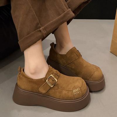 Thick-soled Women's New Autumn Models, Small People Gain Height with One Foot, and Retro Single Shoes with Muffin Soles