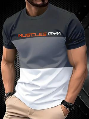 Ανδρικό T-shirt με 3D εκτύπωση γράμματος, καλοκαιρινό, casual για εξωτερικούς χώρους, αθλητικό, γρήγορης ξήρανσης, κοντομάνικο, τοπ μεγάλου μεγέθους, ανδρικά ρούχα