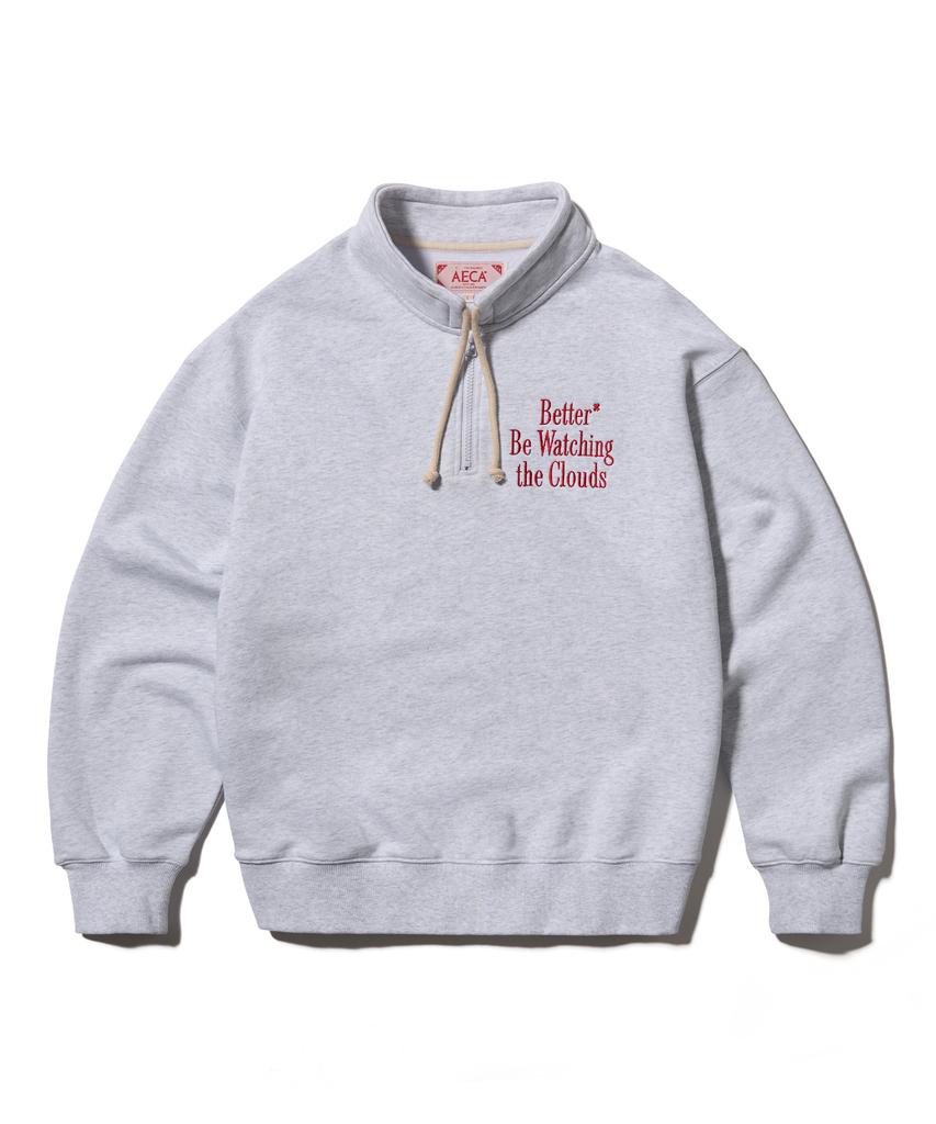 Aeca Better Half Zip Up Sweat Shirts-Light Gray
