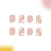 24x Sweet Flowers Press On Nail French Tip Full Cover False Nail Short Square Stick On Nail Acrylic Nail for Daily
