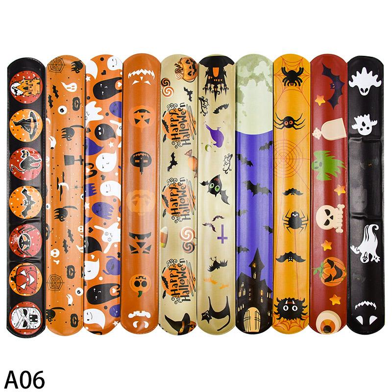 

6-40pcs Halloween Gifts Toys Slap Bracelet Witch Skeleton Pumpkin Ghost Key Chain Party Kid Hairpin Ring Birthday Favor Supplies