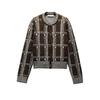 25 Spring New Women's Clothing Idle Style Plaid Printed round Neck Long Sleeves Knitting Cardigan Outwear 6236006