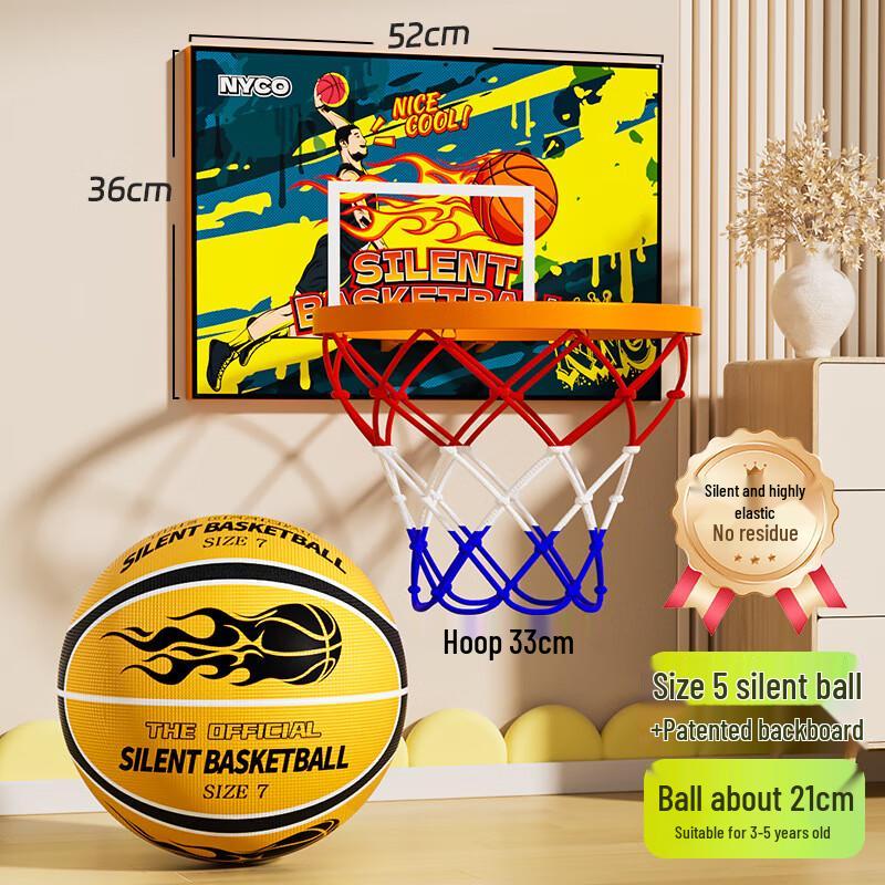 SHXI Foldable Wall-Mounted Basketball Hoop with Silent Ball