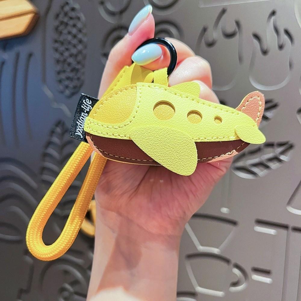PU Leather Bus Shape Keychain Unique Bag Hanging Decoration Cartoon Airplane Keychain  Gift