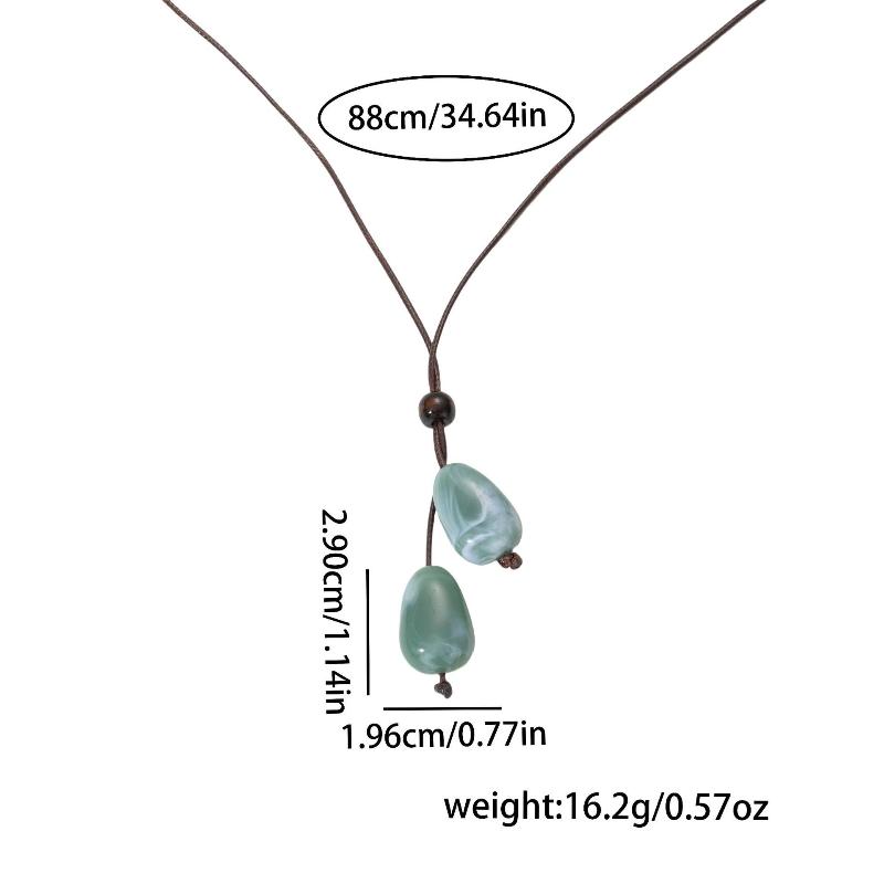 Elegant Long Oval Pendant Necklace Chinese Style Forest System Simple Vintage Zen Design Jewelry Accessory