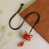 Hand-Carved Wooden Fox Pendant Keychain Cute Animal Design Phone Keys Bag Charm Eco-Friendly Gift Accessory