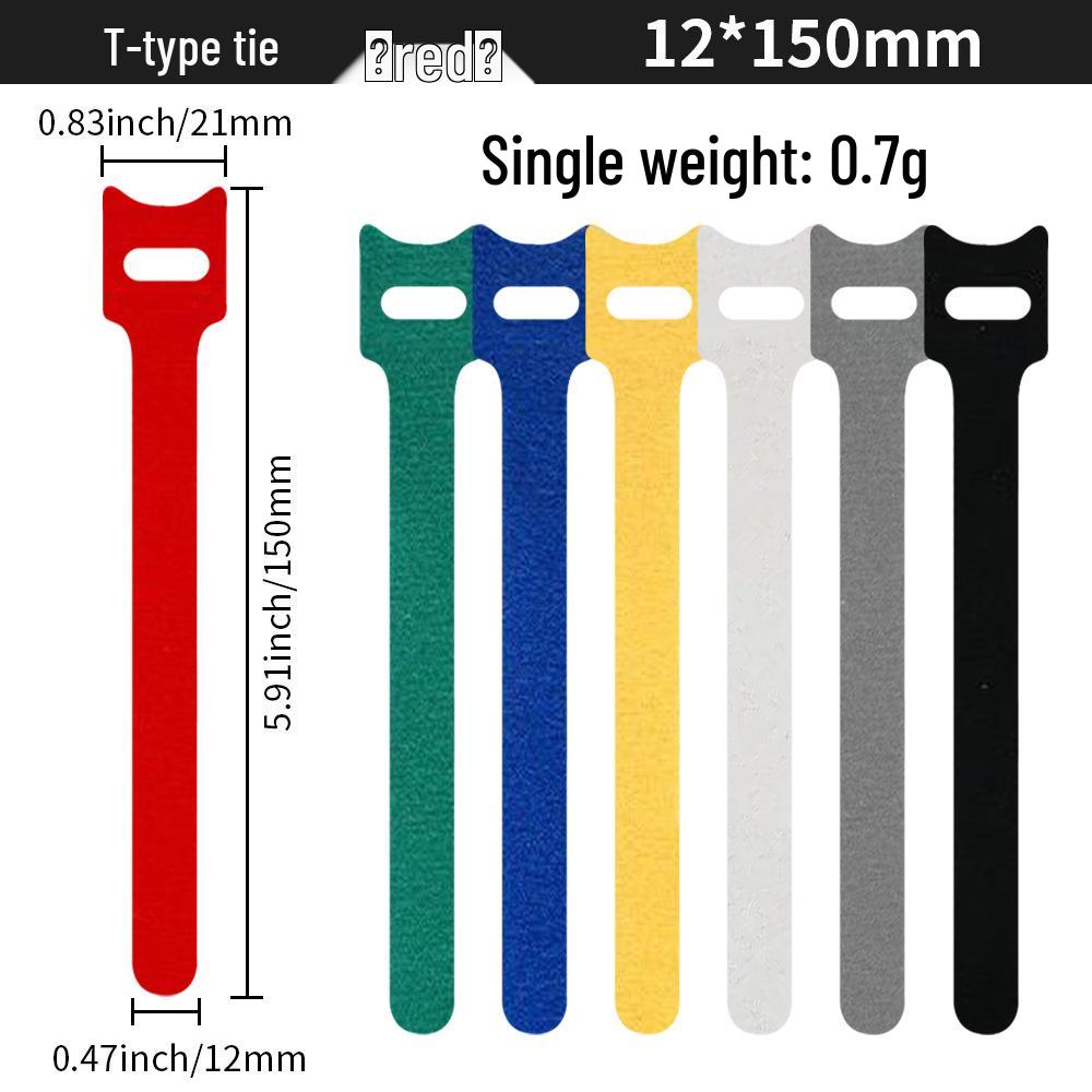 T-Type Magic Tape Cable Ties for Earphones, Data Cables, Organizers, and Network Cables with Back-to-Back Adhesive Straps.