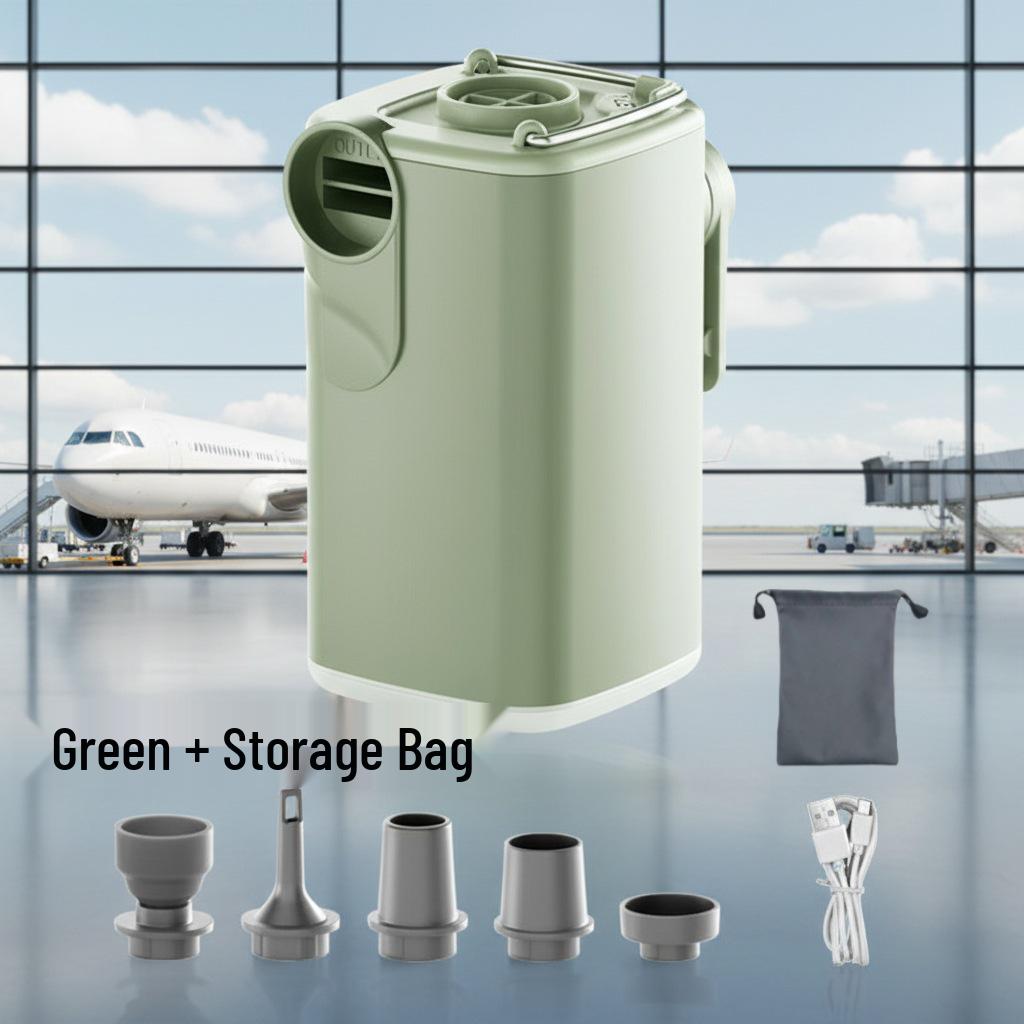 Electric Multi-functional Air Pump: Inflatable & Vacuum with Camping Light for Beds, Compression Bags & Swim Rings.