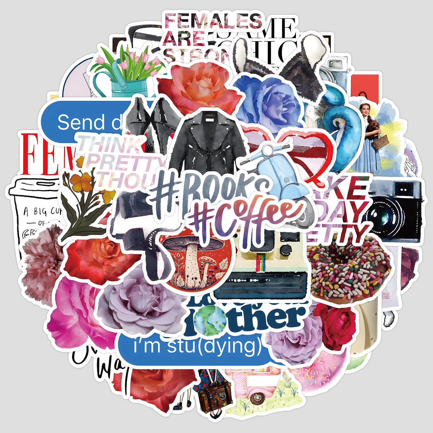 

50 Pieces of Trendy Fashion Series Graffiti Stickers, Luggage Waterproof Decorative Stickers, Creative Stationery Stickers