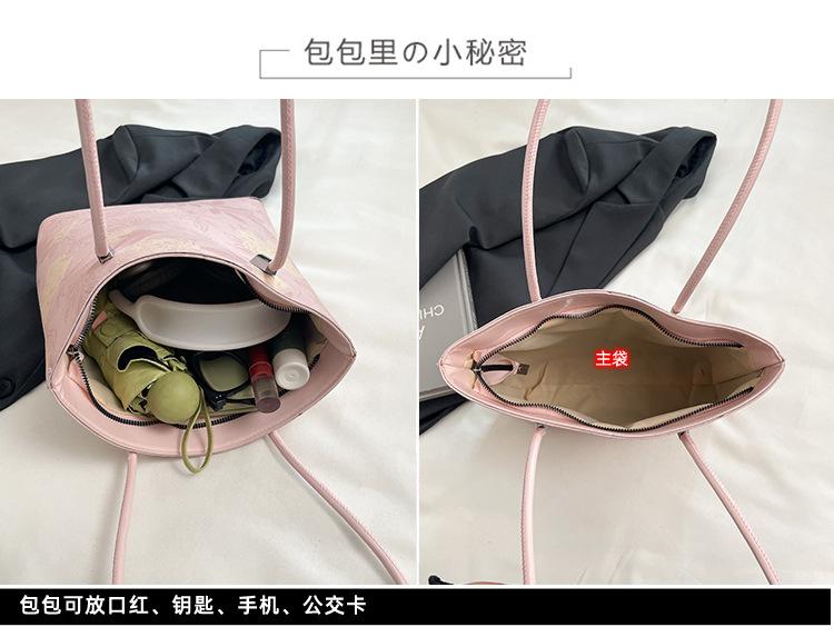 Flower Prints Ladies Pu Leather Shoulder Bags Vintage Candy Color Female Handbags Large Capacity Tote Portable Girl Underarm Bag