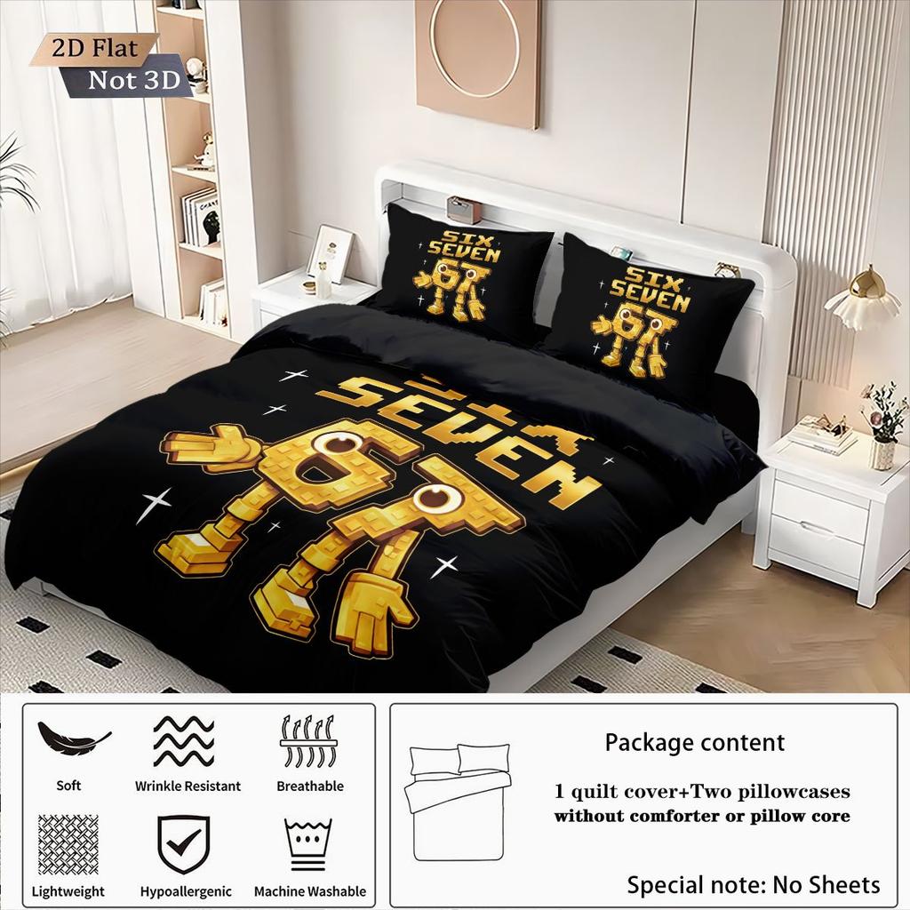 Customize 3pcs Duvet Cover Set with 6 and 7 Pattern Prints, 1 Duvet Cover + 2 Pillowcases, Filler Not Included, Artistic Visual
