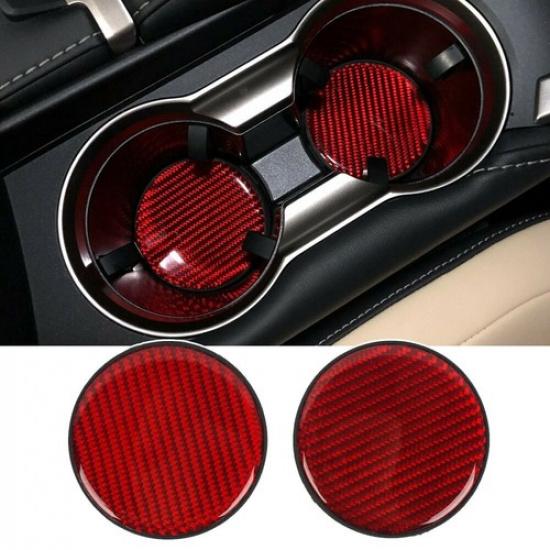 2PCS Real Carbon Fiber Car Cup Holder Pad Water Cup Non-Slip Slot Mat Accessory