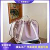 Nylon cloth bag women's large-capacity new summer casual messenger bag portable drawstring pleated tote bag
