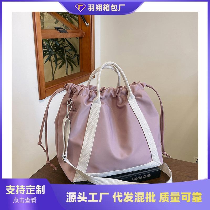 Nylon Cloth Bag Women's Large-capacity New Summer Casual Messenger Bag Portable Drawstring Pleated Tote Bag